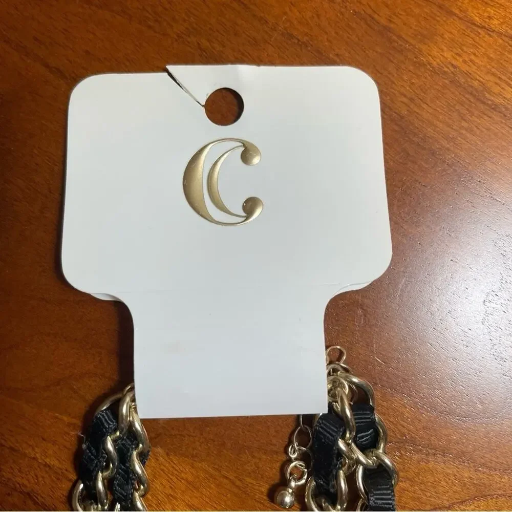 Charming Charlie Bundle 2 Necklaces 1 Bracelet Black‎ Gold NWT